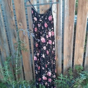 ❤ Black and Pink Floral Summer Maxidress S